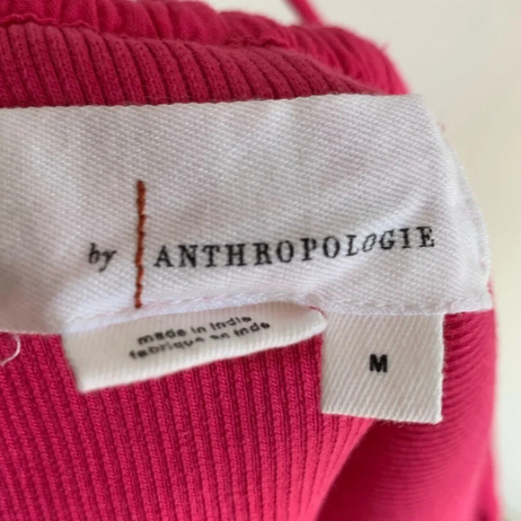 Anthropologie Ruffled Embroidered Halter Tank Pink Sz Medium - Picture 6 of 6